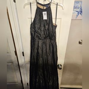 French connection black halter top maxi dress size 12